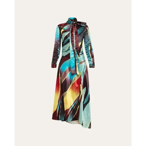 CHRISTOPHER JOHN ROGERS Women's Multicolor Printed Satin Maxi Dress Size 4 - Picture 2 of 16